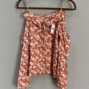 Rust and White Floral Women's Blouse